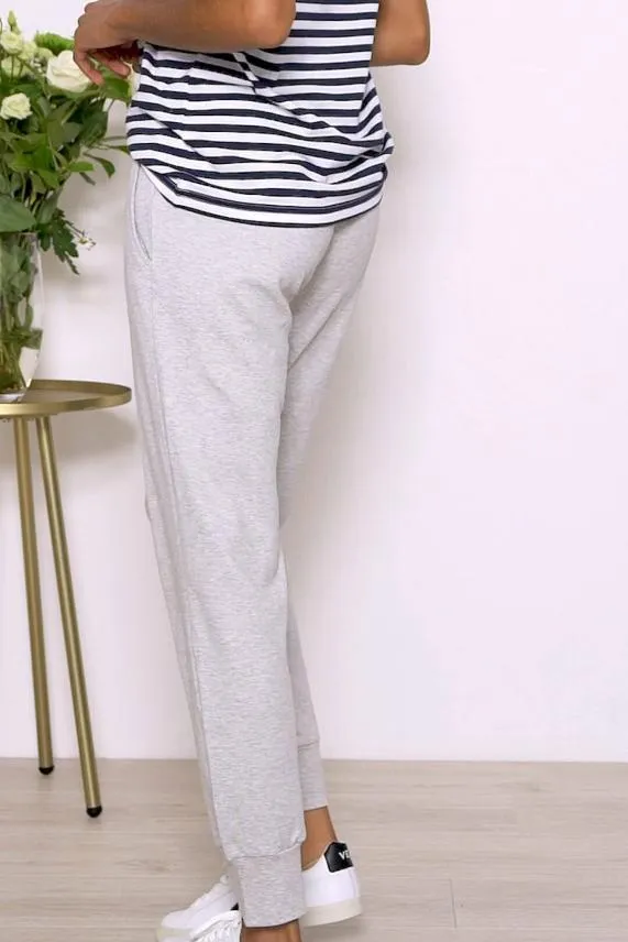 Sosandar Grey Marl Premium Loungewear Cropped Joggers Grey Women Loungewear