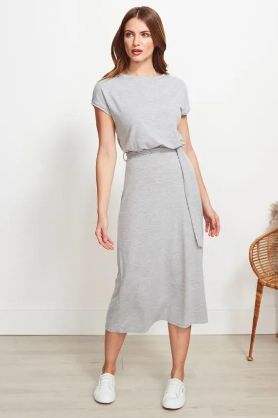 Sosandar Grey Super Soft Premium Jersey Midi Dress Grey Women Dresses