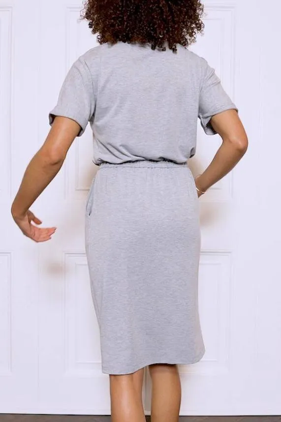 Sosandar Grey Super Soft Premium Jersey T Shirt Dress Grey Women Dresses
