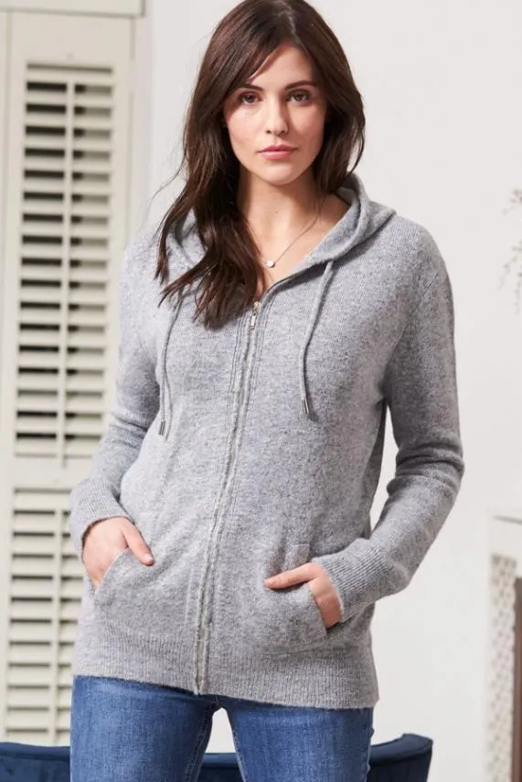 Sosandar Grey Super Soft Zip Front Hooded Top With Pockets Grey Women Loungewear Sosandar Grey Super Soft Zip Front Hooded Top With Pockets Grey Women Loungewear