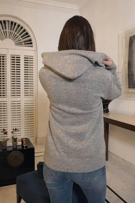Sosandar Grey Super Soft Zip Front Hooded Top With Pockets Grey Women Loungewear