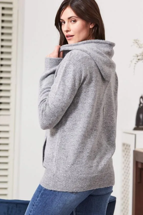 Sosandar Grey Super Soft Zip Front Hooded Top With Pockets Grey Women Loungewear