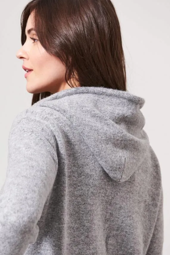 Sosandar Grey Super Soft Zip Front Hooded Top With Pockets Grey Women Loungewear