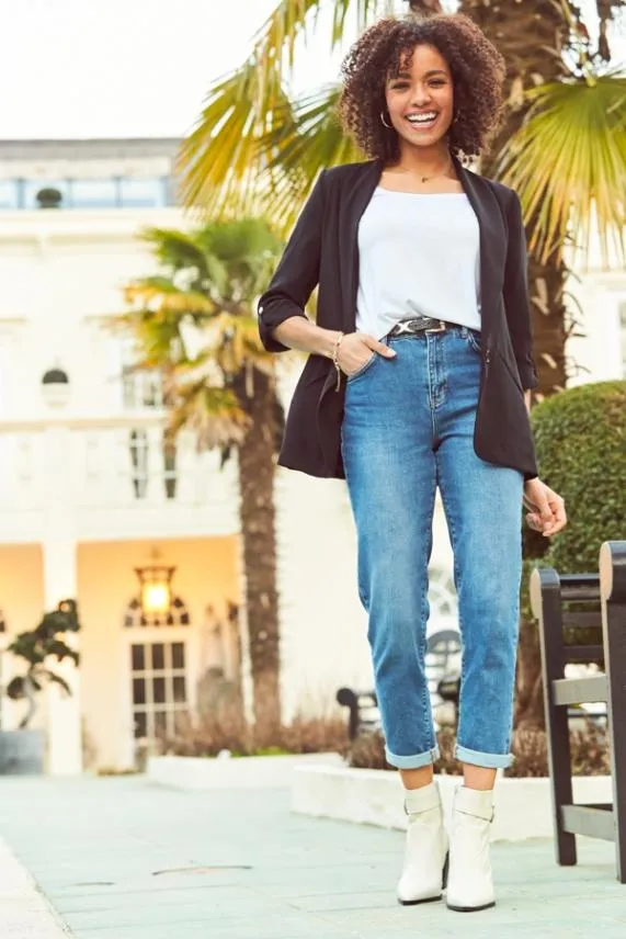 Sosandar Indigo Blue Slim Leg Mom Jeans Indigo Blue Women Jeans and Jeggings