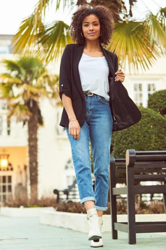 Sosandar Indigo Blue Slim Leg Mom Jeans Indigo Blue Women Jeans and Jeggings