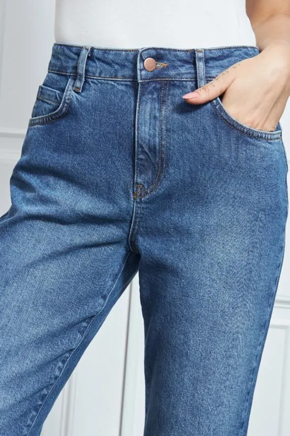 Sosandar Indigo Blue Slim Leg Mom Jeans Indigo Blue Women Jeans and Jeggings