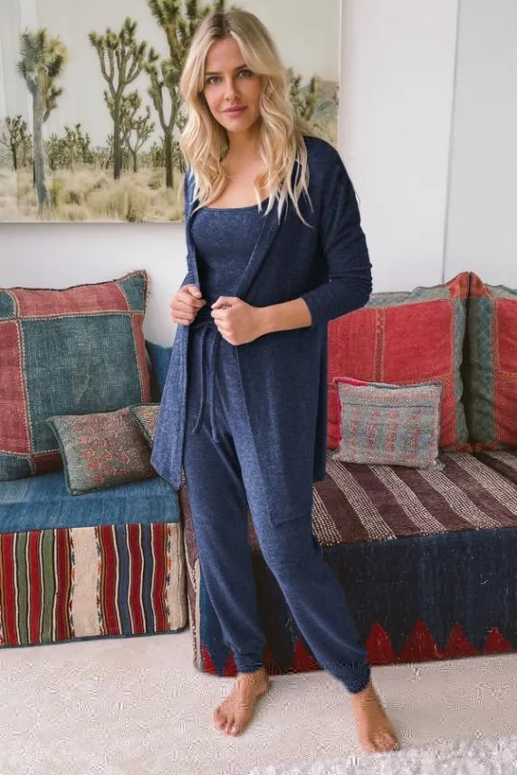 Sosandar Indigo Super Soft Loungewear Cardigan Indigo Women Loungewear