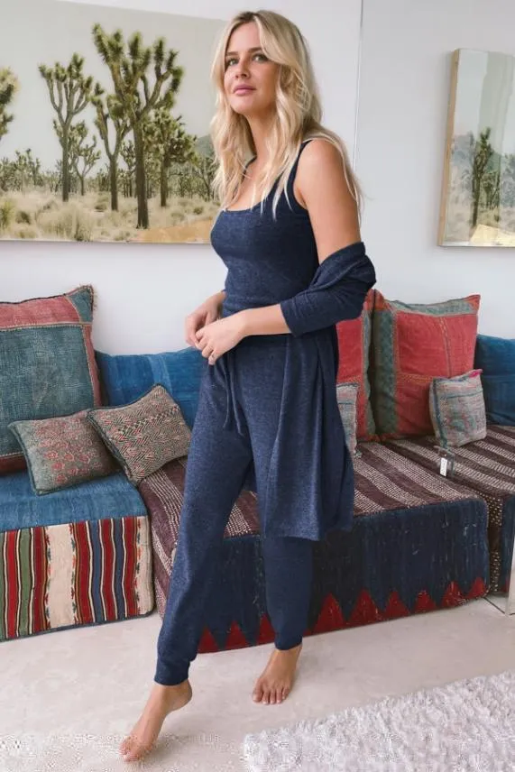 Sosandar Indigo Super Soft Loungewear Cardigan Indigo Women Loungewear