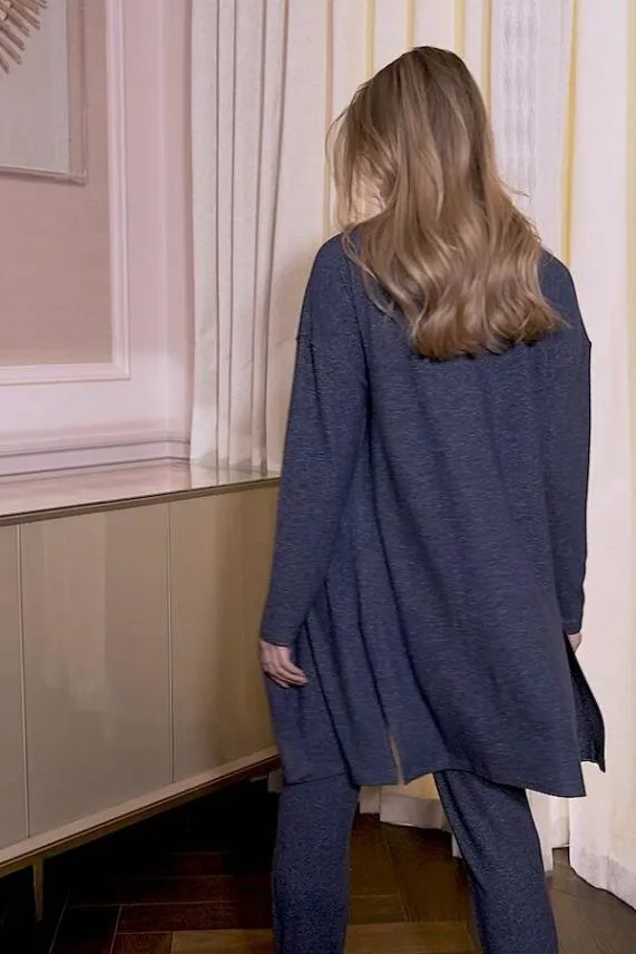 Sosandar Indigo Super Soft Loungewear Cardigan Indigo Women Loungewear
