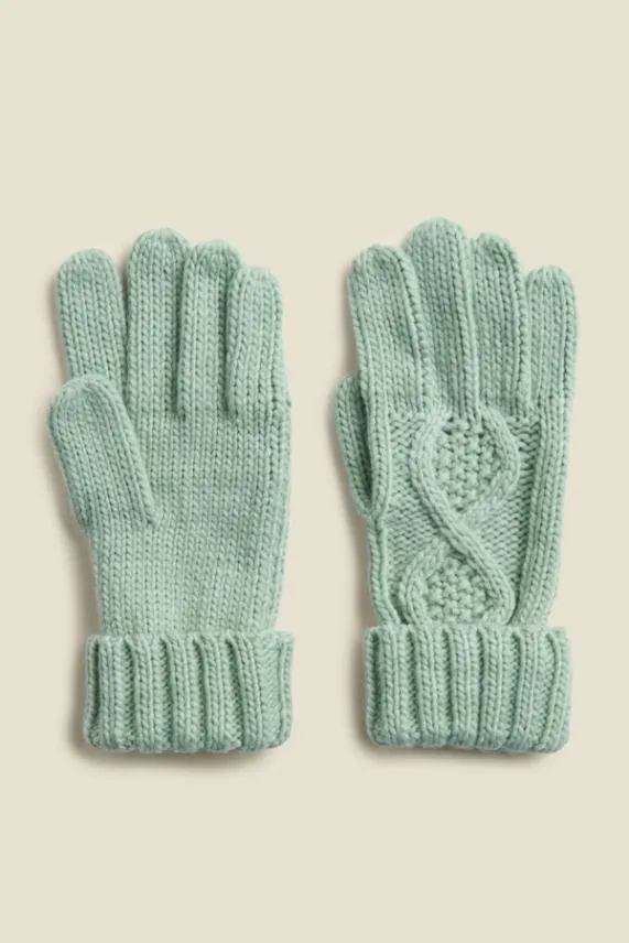 Sosandar Kelly Mint Green Cable Knit Gloves Green Women Hats Scarves and Gloves Sosandar Kelly Mint Green Cable Knit Gloves Green Women Hats Scarves and Gloves