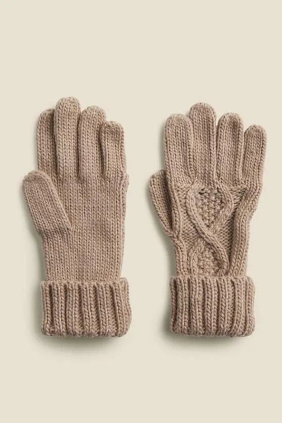 Sosandar Kelly Stone Cable Knit Gloves Women Hats Scarves and Gloves
