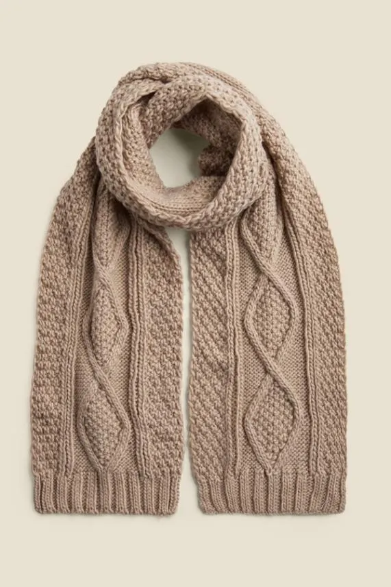 Sosandar Kelly Stone Cable Knit Scarf Women Hats Scarves and Gloves