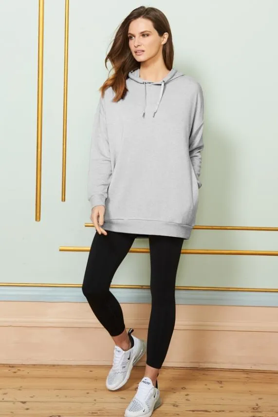 Sosandar Light Grey Longline Hooded Top With Pockets Light Grey Women Loungewear