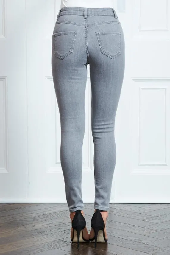 Sosandar Light Grey Perfect Skinny Jeans Light Grey Women Jeans and Jeggings
