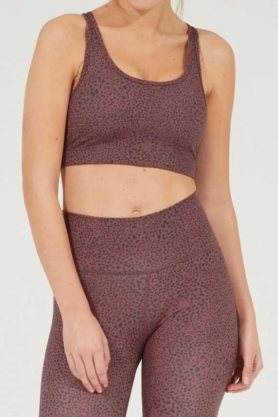 Sosandar Mauve and Grey Spot Print Racerback Sports Bra Mauve Grey Women Activewear