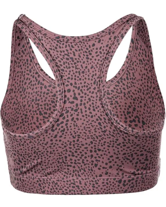 Sosandar Mauve and Grey Spot Print Racerback Sports Bra Mauve Grey Women Activewear