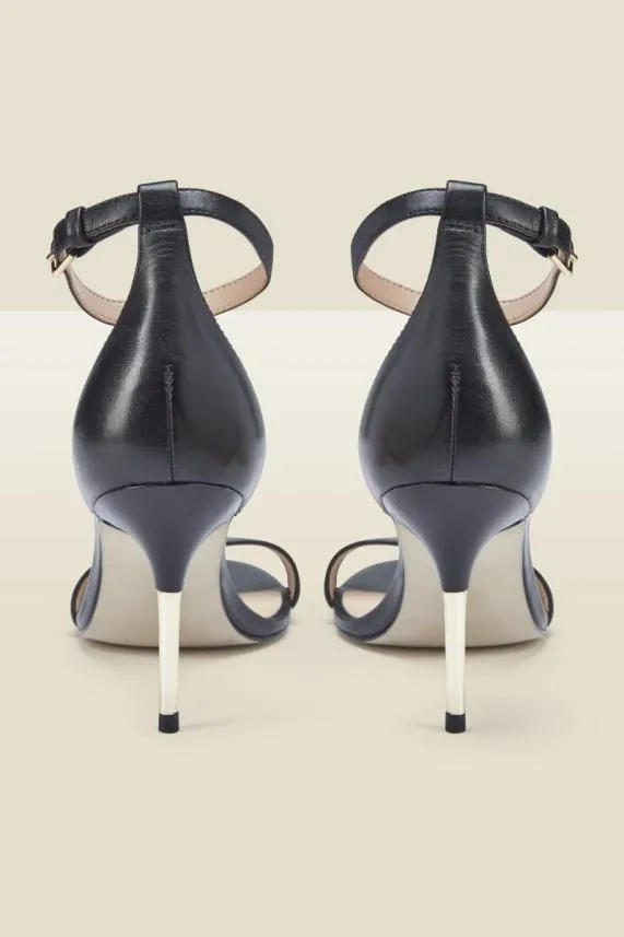 Sosandar Melrose Leather Barely There Metal Heel Sandal Women Sandals and Flip Flops