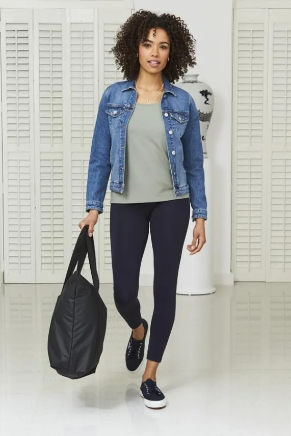 Sosandar Mid Blue Relaxed Fit Denim Jacket Mid Blue Women Jackets and Coats