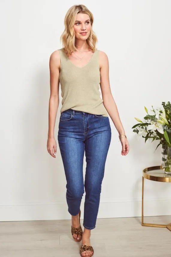 Sosandar Mid Blue Slim Leg Jeans Mid Blue Women Jeans and Jeggings