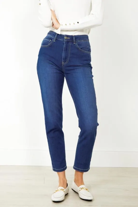 Sosandar Mid Blue Slim Leg Jeans Mid Blue Women Jeans and Jeggings