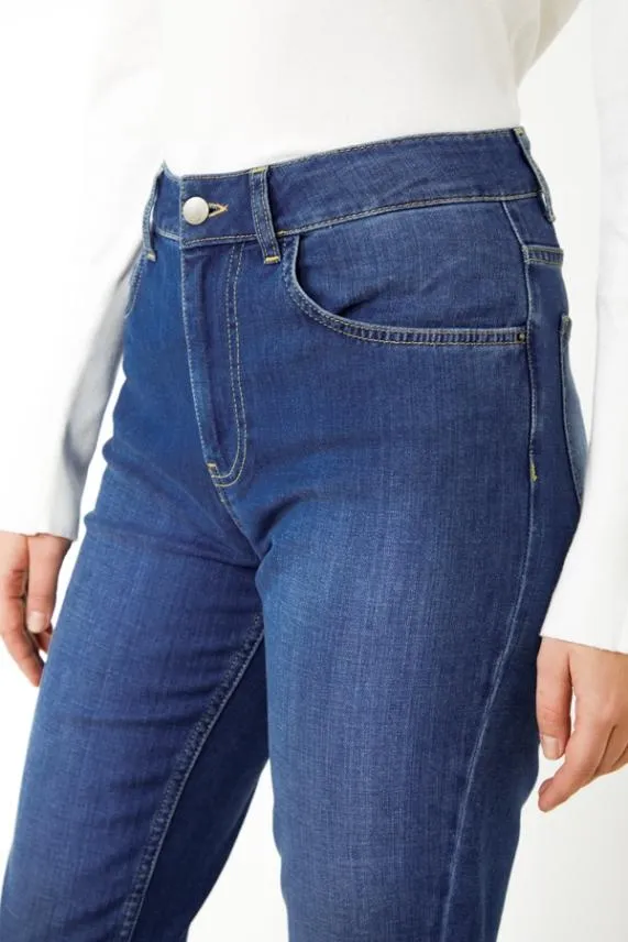 Sosandar Mid Blue Slim Leg Jeans Mid Blue Women Jeans and Jeggings