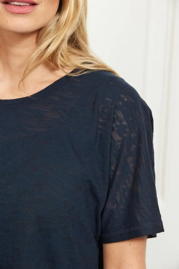 Sosandar Midnight Blue Open Back Namaste T Shirt Blue Women Loungewear