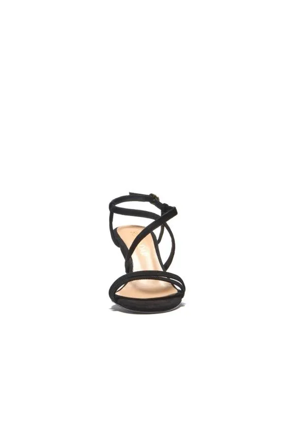 Sosandar Millie Black Suede Strappy Sandal Black Women Sandals and Flip Flops
