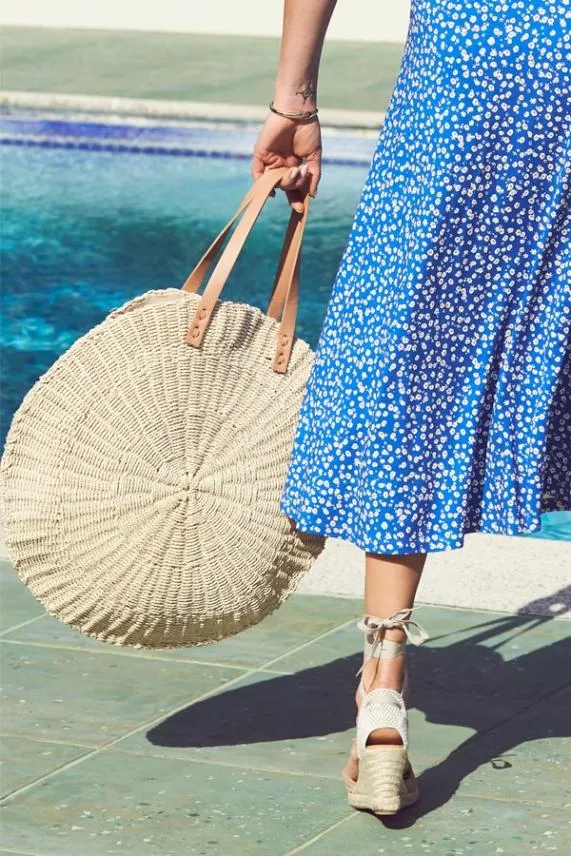 Sosandar Natural Large Round Woven Bag Women Bags and Belts