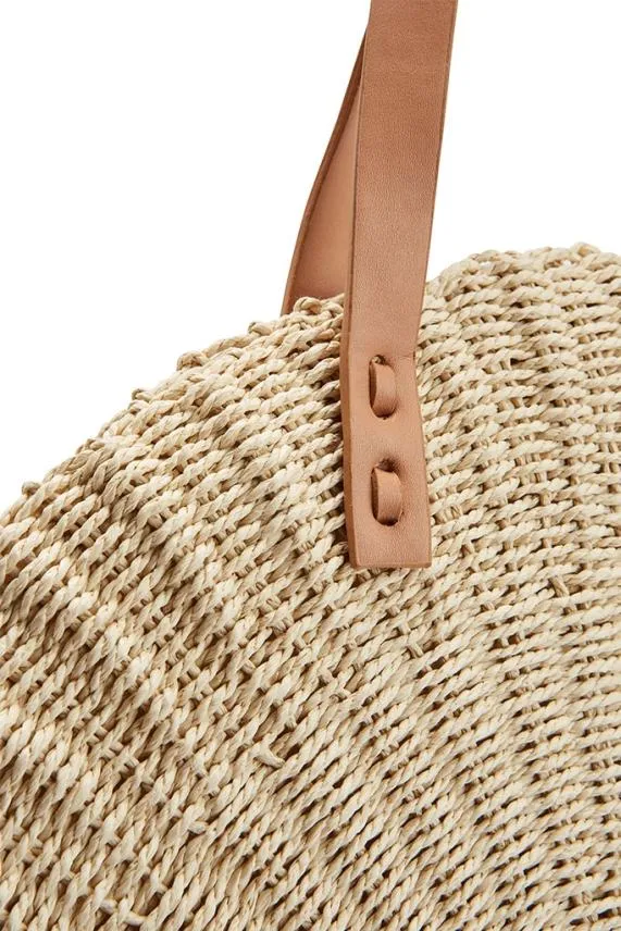 Sosandar Natural Large Round Woven Bag Women Bags and Belts
