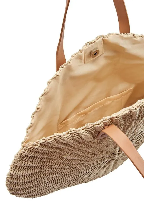 Sosandar Natural Large Round Woven Bag Women Bags and Belts