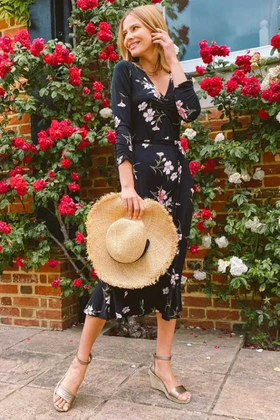 Sosandar Natural Straw Boater Hat With Black Tie Black Women Hats Scarves and Gloves