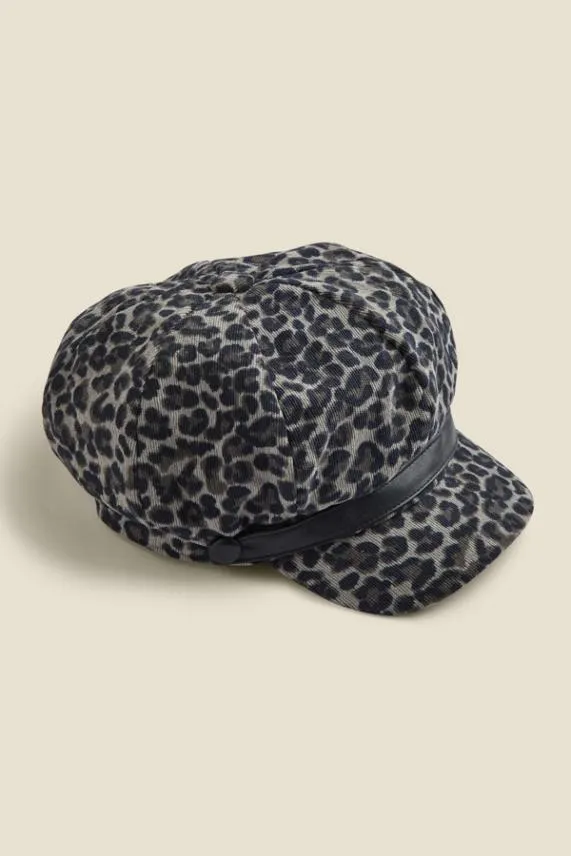 Sosandar Oslo Leopard Print Baker Boy Hat Women Hats Scarves and Gloves