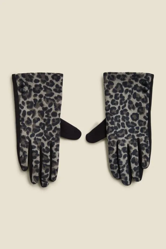 Sosandar Oslo Leopard Print Gloves Women Hats Scarves and Gloves