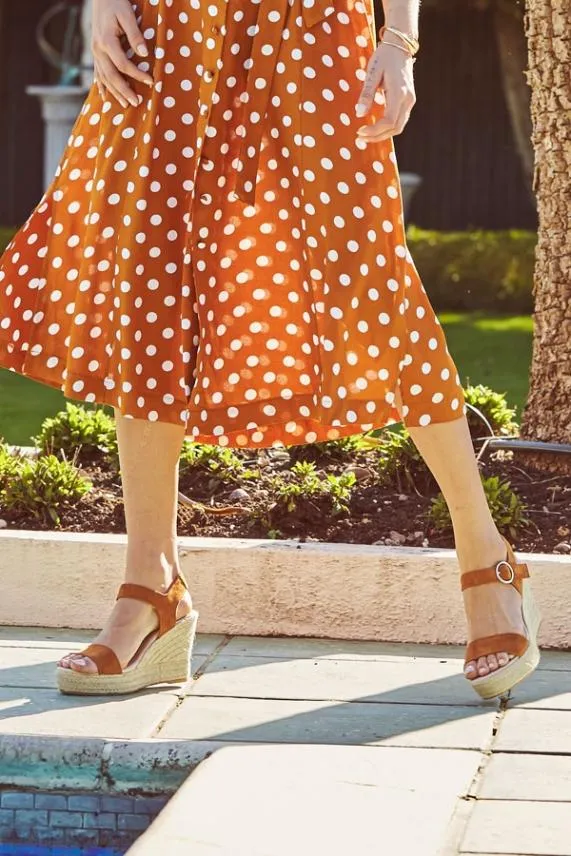 Sosandar Paige Tan Suede Circle Buckle Wedge Espadrille Women Sandals and Flip Flops Sosandar Paige Tan Suede Circle Buckle Wedge Espadrille Women Sandals and Flip Flops