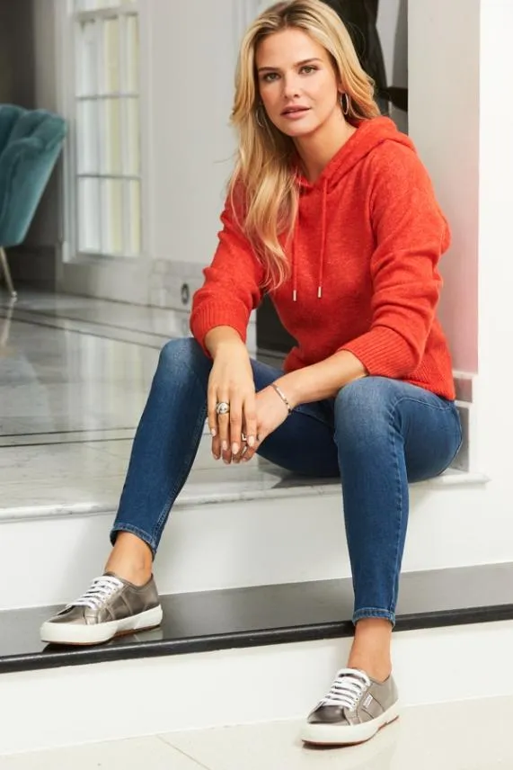 Sosandar Red Super Soft Knitted Hooded Top Red Women Loungewear