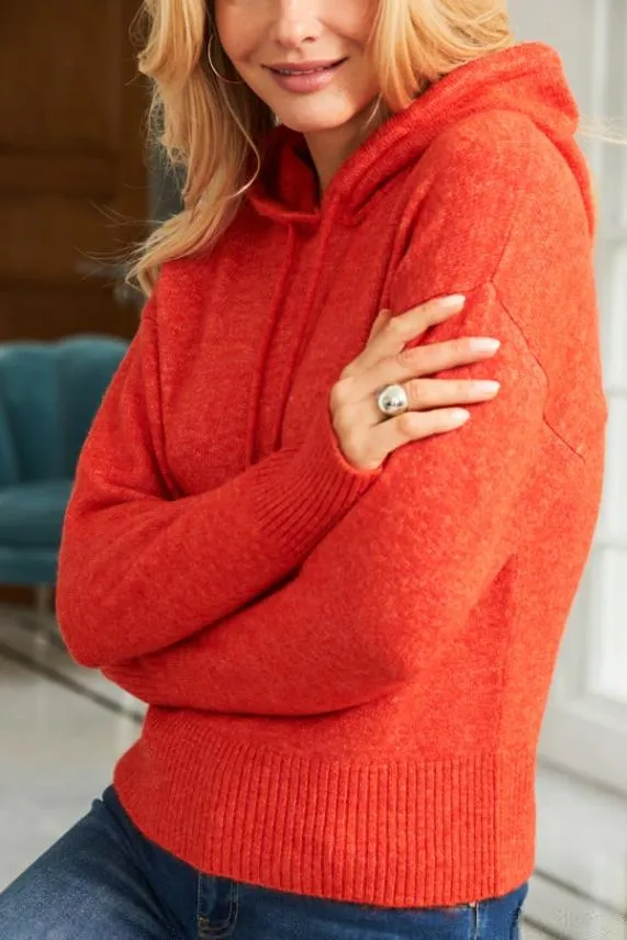 Sosandar Red Super Soft Knitted Hooded Top Red Women Loungewear