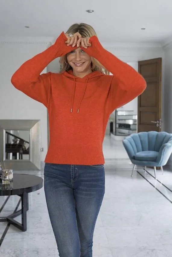Sosandar Red Super Soft Knitted Hooded Top Red Women Loungewear