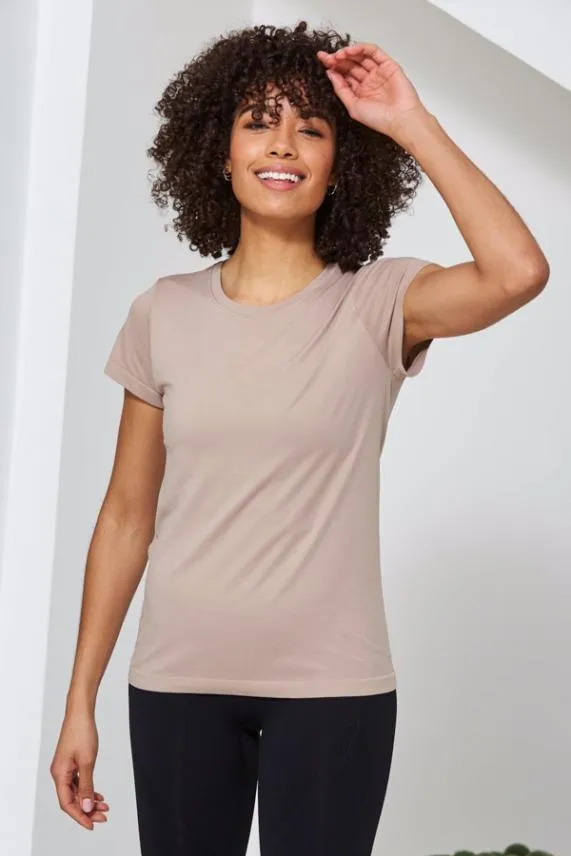 Sosandar Rose Pink Seamless Perfect Athleisure T Shirt Rose Pink Women Loungewear