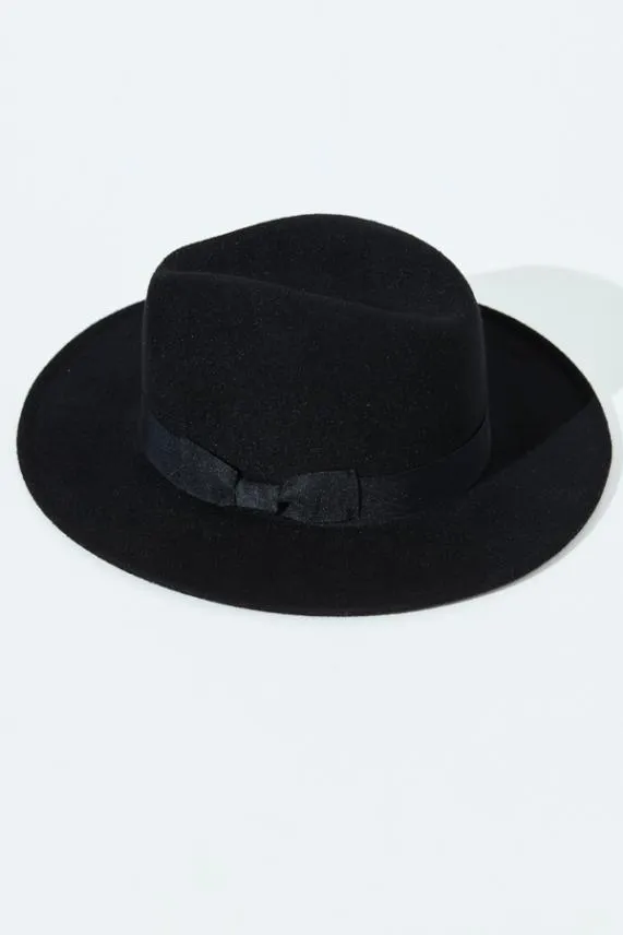 Sosandar Ruth Black Fedora Hat Black Women Hats Scarves and Gloves