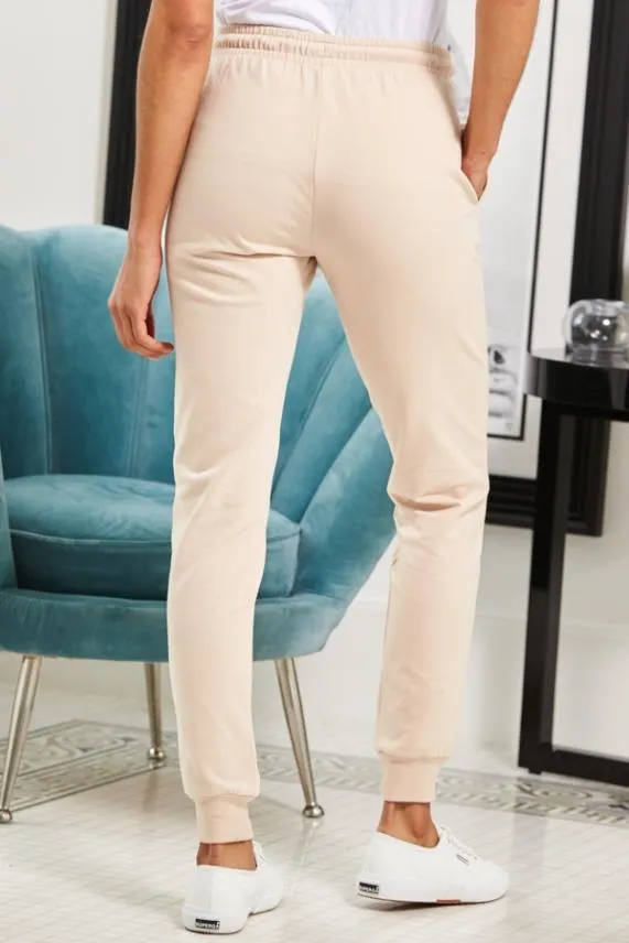 Sosandar Seychelles Sand Premium Joggers With Rose Gold Trim Women Loungewear
