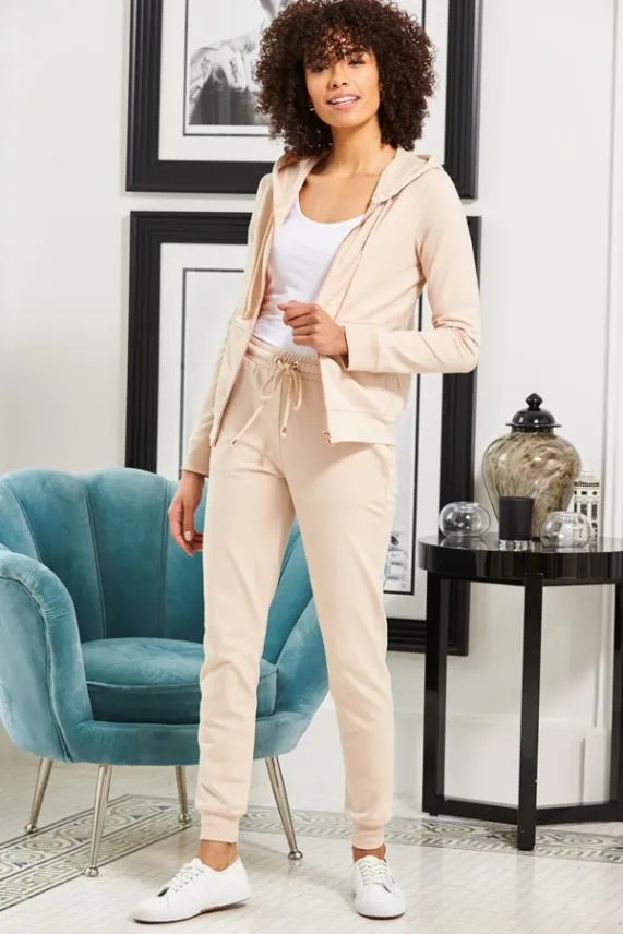 Sosandar Seychelles Sand Premium Joggers With Rose Gold Trim Women Loungewear