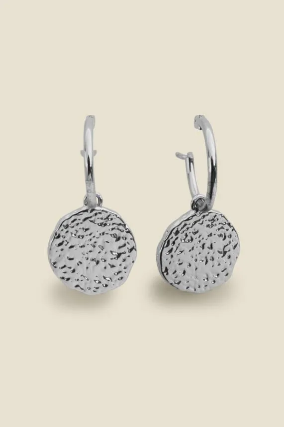 Sosandar Silver Plated Hammered Drop Earrings Silver Women Jewellery