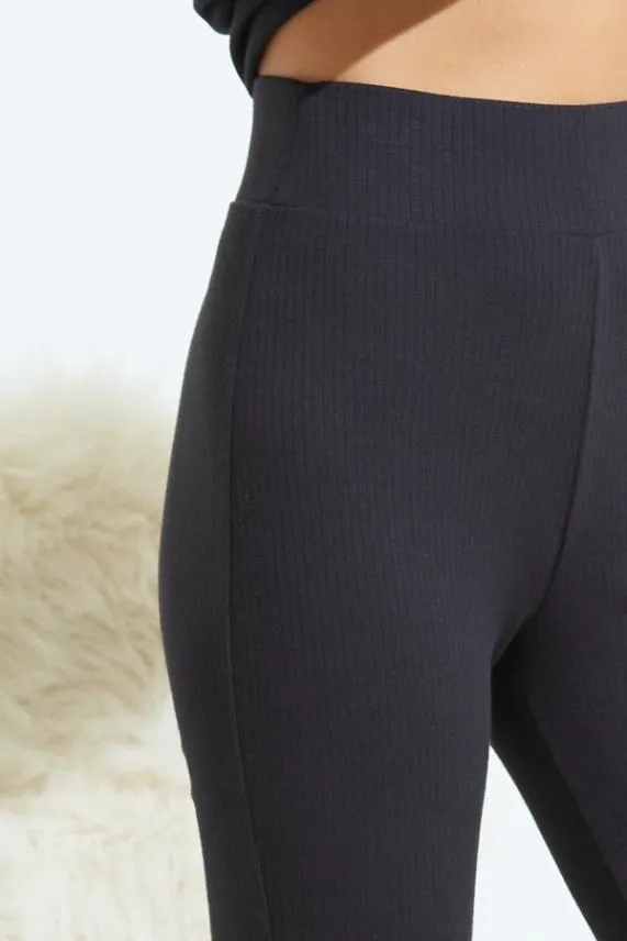 Sosandar Slate Grey Ribbed Loungewear Leggings Grey Women Loungewear