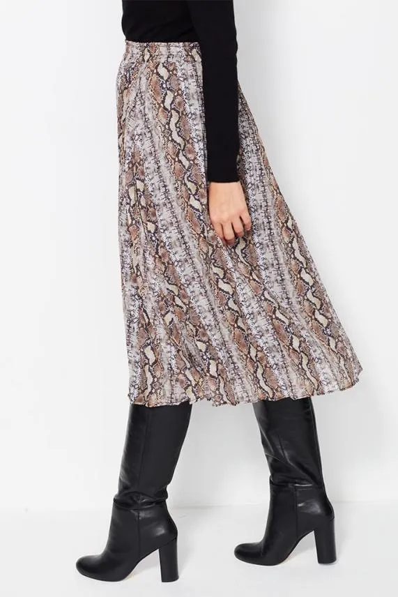 Sosandar Snake Print Pleated Skirt Women Skirts Sosandar Snake Print Pleated Skirt Women Skirts