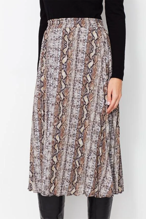 Sosandar Snake Print Pleated Skirt Women Skirts Sosandar Snake Print Pleated Skirt Women Skirts