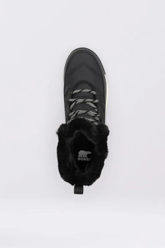 Sosandar Sorel Black Fleece Lined Lace Up Hiker Boot Black Women Boots