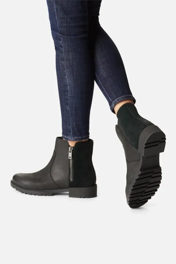 Sosandar Sorel Black Leather and Suede Detail Ankle Boot Black Women Boots