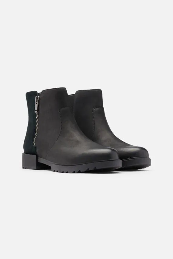 Sosandar Sorel Black Leather and Suede Detail Ankle Boot Black Women Boots