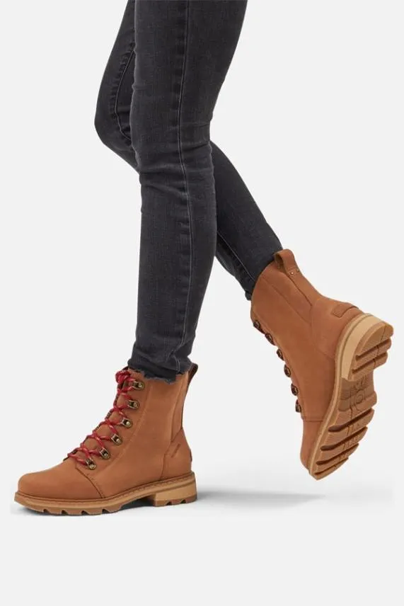 Sosandar Sorel Tan Leather Contrast Lace Hiker Boot Women Boots