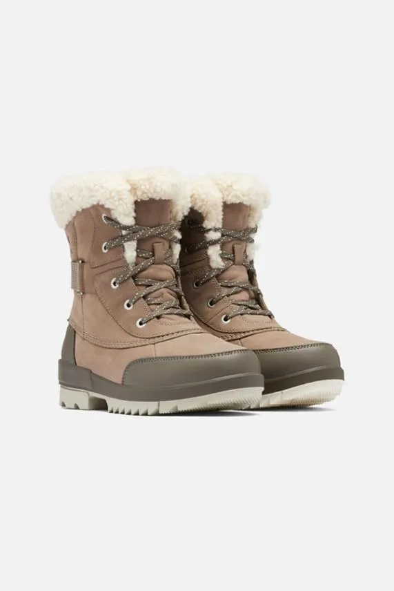 Sosandar Sorel Taupe Leather Shearling Collar Hiker Boot Women Boots